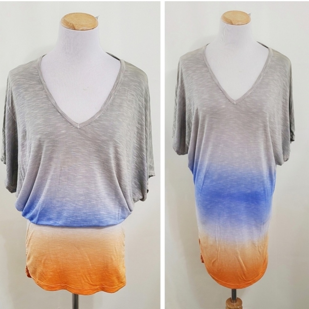 Young Fabulous & Broke ombre convertible shirt dress blue orange size Small